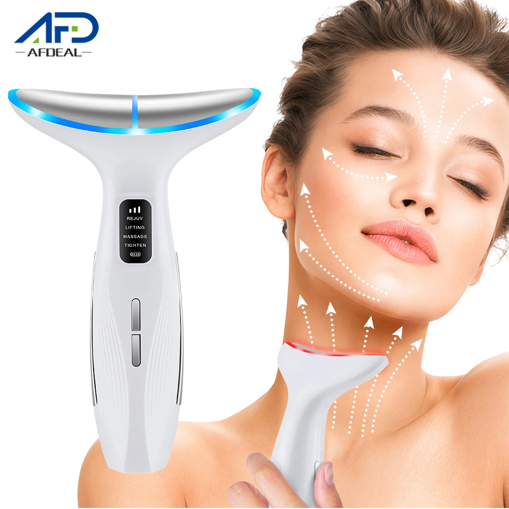 Face Neck Lift Beauty Device EMS Facial Massager LED Light Therapy Double Chin Remover Skin Rejuvenation Tightening Machine