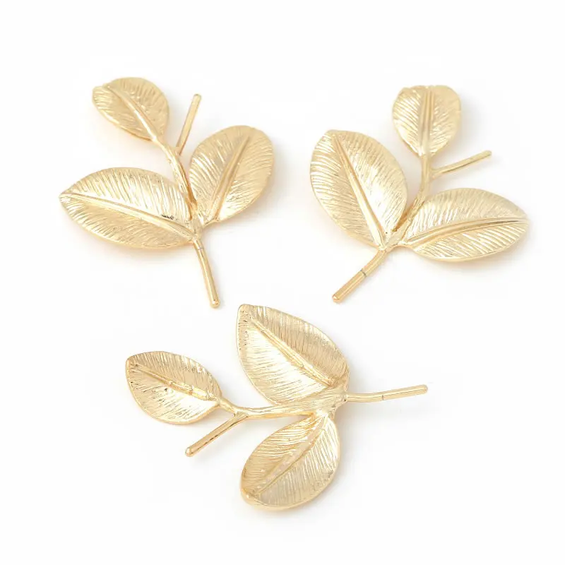 10PCS 18K Gold Color Brass No Hole Tree Leaves Charms Pendants High Quality Diy Jewelry Accessories Rosediy official-website