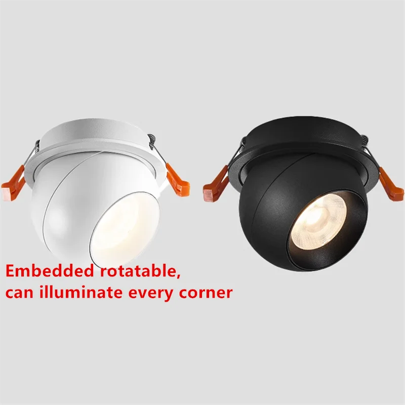 Embedded Rotating LED Downlights 7W9W12W15W20W Anti Glare COB Spot Lights Ceiling Lamp AC90-260V For Home illumination