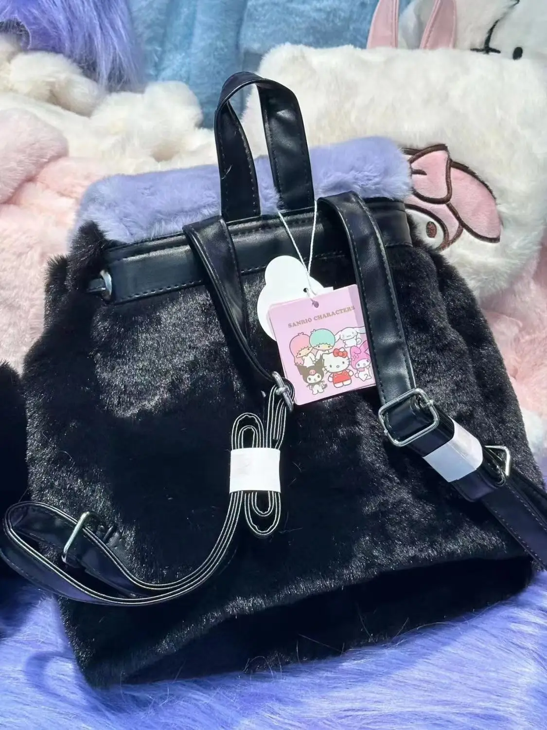 Sanrio Hello Kitty Melody mochila de pelúcia feminina, bonita mochila casual, grande capacidade, mochila doce, novo, 2023