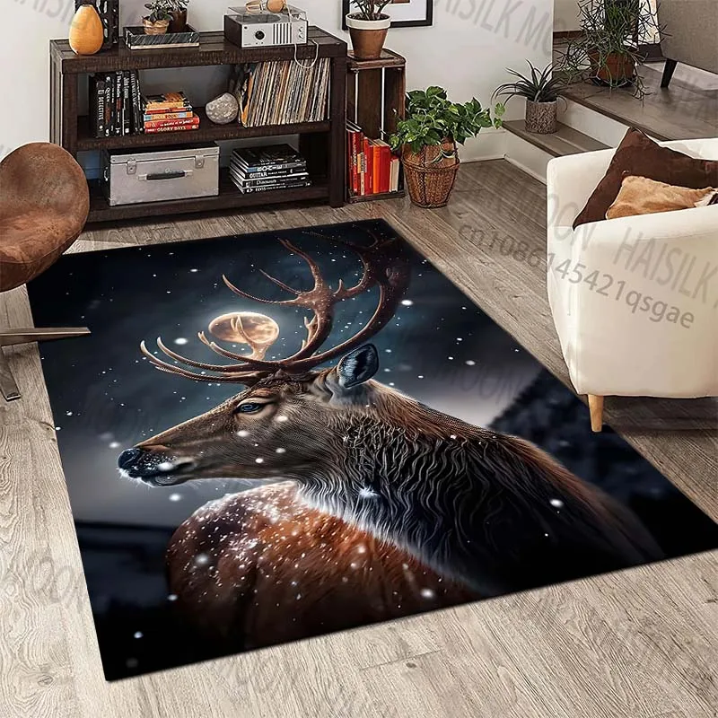 Neues Produkt: Deer Antlers Moonlit Snow Carpet für Wohnzimmer, Schlafzimmer, Bettvorleger, Garderobe, Kinderspielmatte, Teppich