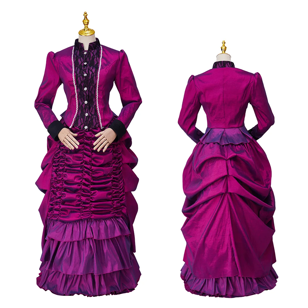 Back to the Future Cosplay Costume 19th Century Victorian Retro Purple Long Dress Tea Party Costume