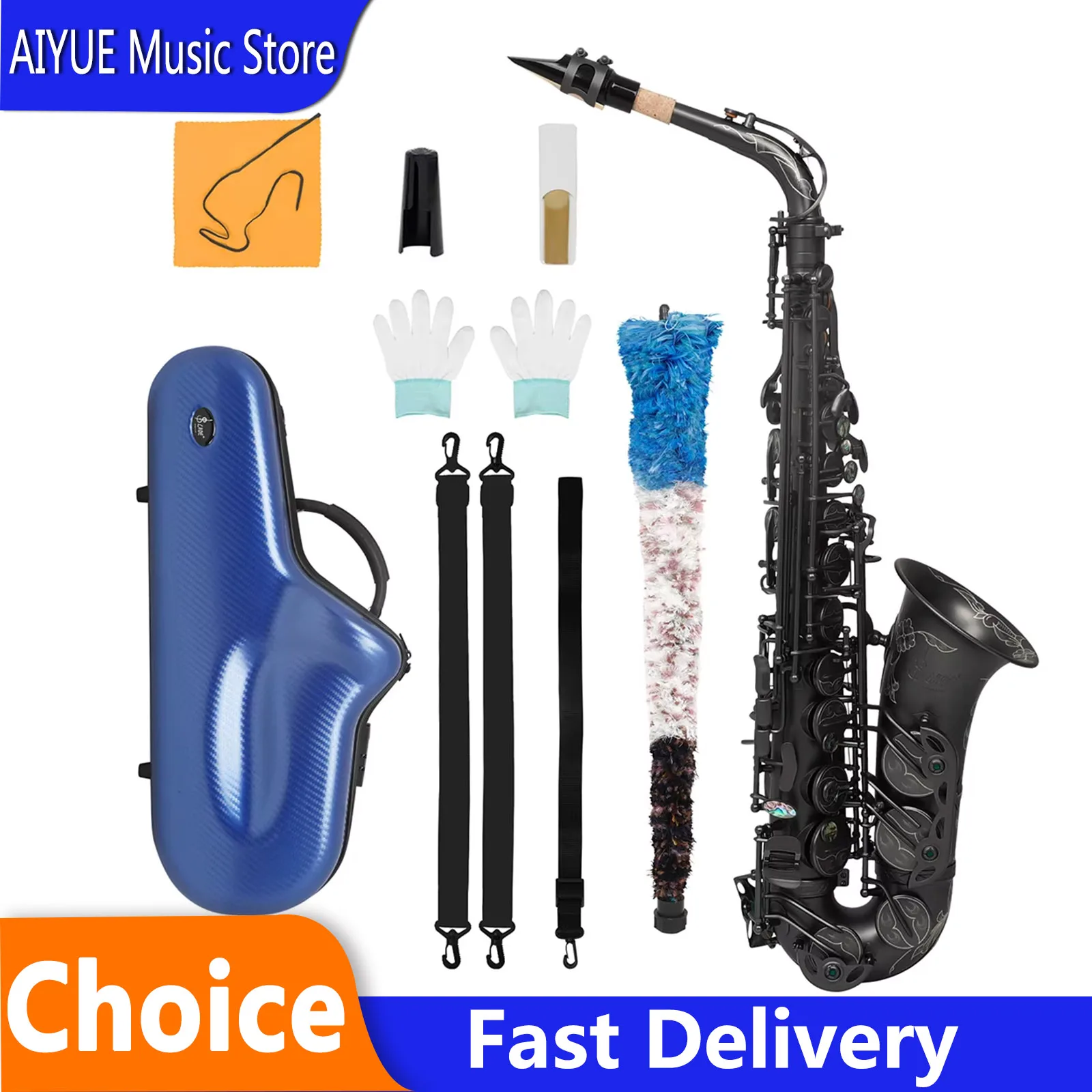 

SLADE Alto Saxophone Eb Brass Matte Plated Black Nickel Premium Saxophone For Professional With Parts Woodwind Instruments