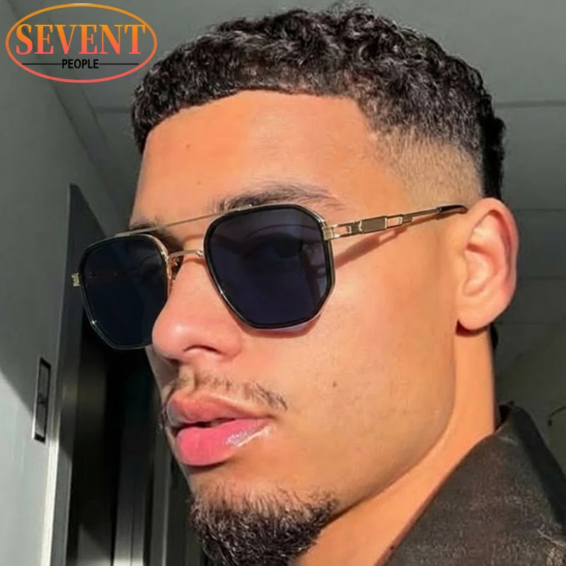 

Trendy Polarized Square Punk Sunglasses Men 2026 Luxury Brand Classic Metal Outdoor Change Color Sun Glasses Double Beam Shades