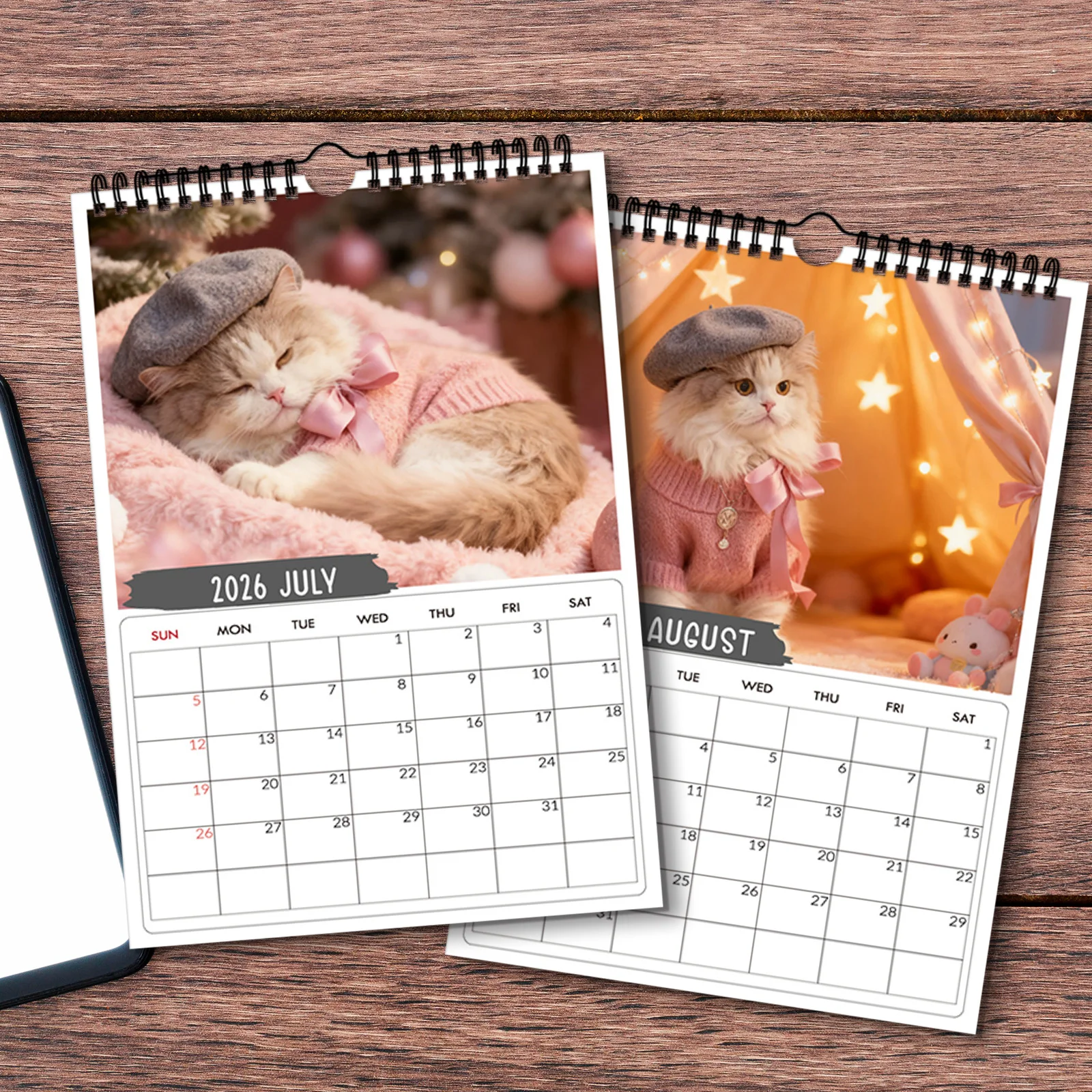ปฏิทินติดผนัง 1 ชิ้น ปี 2026 ธีมแมวน่ารักแบบแอนโทรพอร์มอร์ฟิก เหมาะสำหรับตกแต่งบ้านและสำนักงาน ของขวัญวันเกิดและปีใหม่ที่สมบูรณ์แบบ