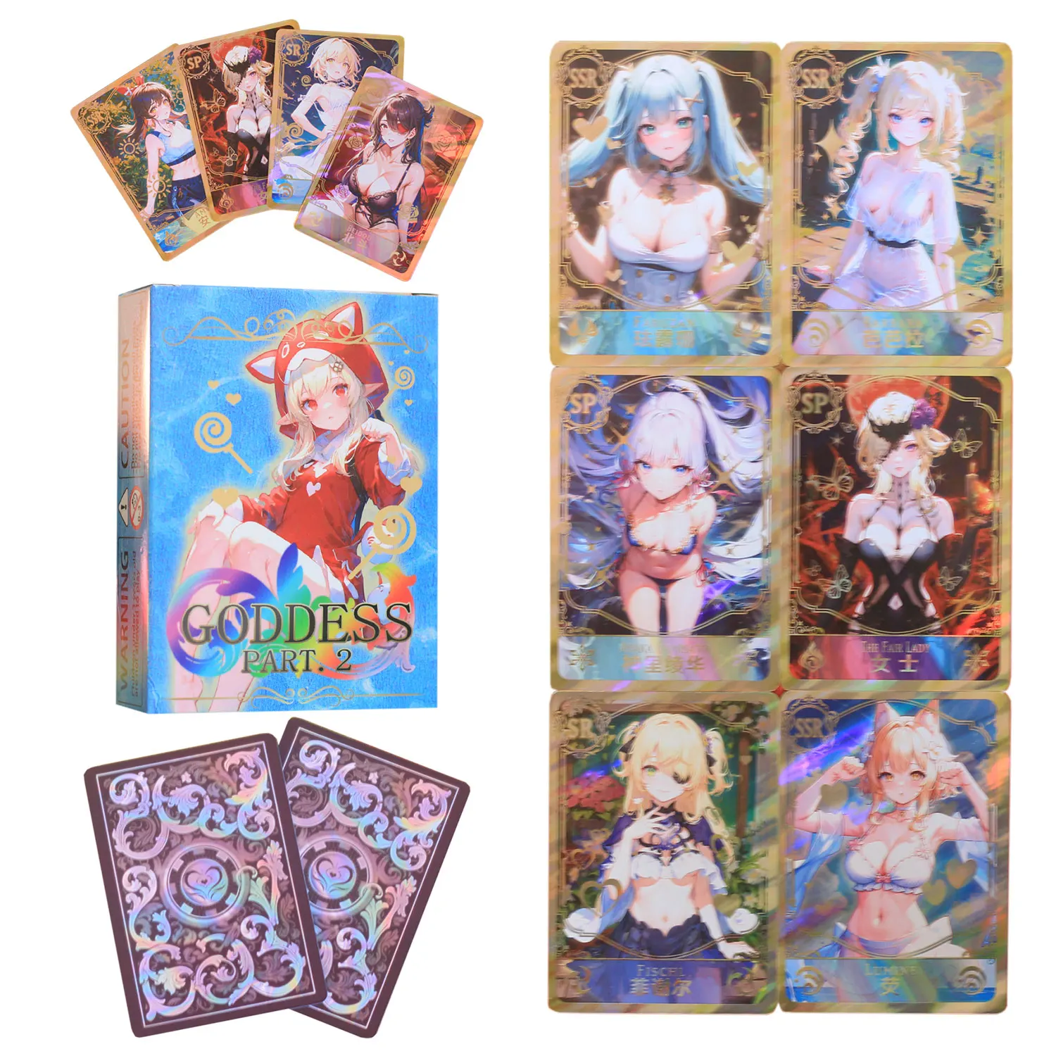 55Pcs Goddess Story Card Holographic Golden Letter All Shiny Anime Sexy Swimwear Girl Collection Card Ayaka Nezuko Magician Girl