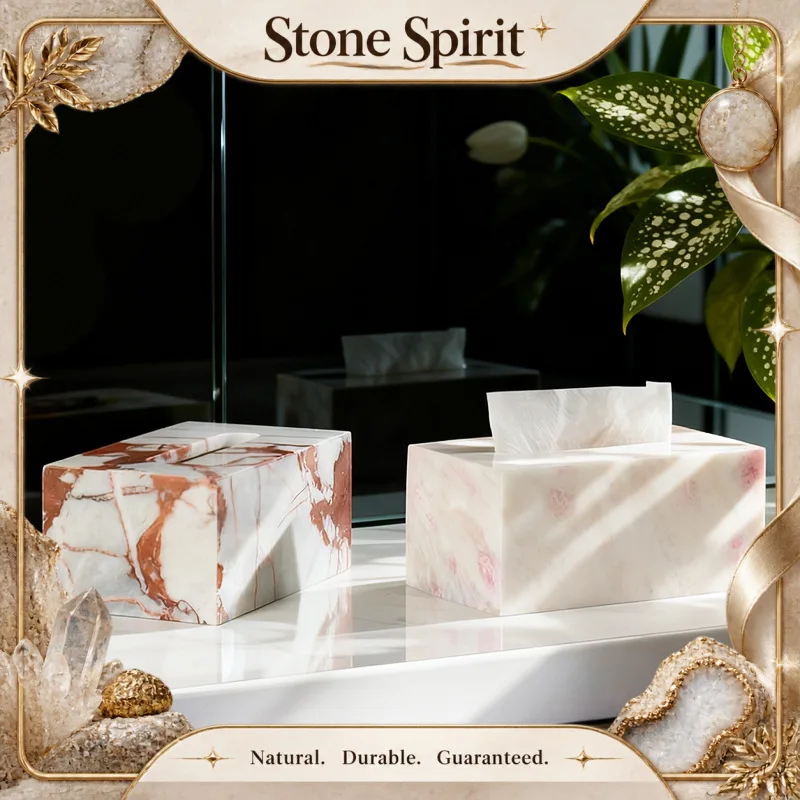 【Natural】Modern minimalist natural marble tissue box living room dining table coffee table desktop tissue holder home decor