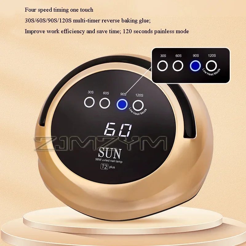 98W 42 LEDs Nail Lamp Non Black Hand Quick Drying Phototherapy Machine Baking Lamp With Smart Timer Sun Light Nail Art Tools