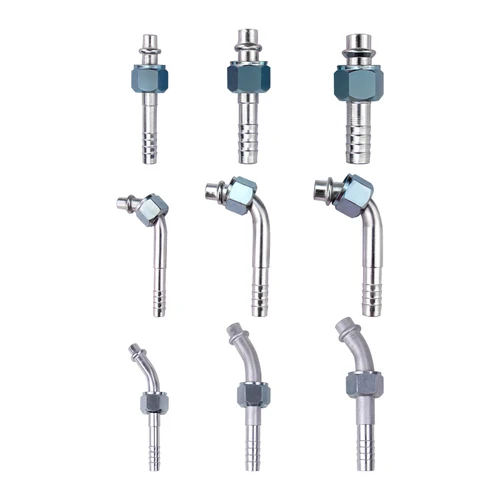 Imagen 1 del producto # 6 # 8 # 10 AC Barb montaje de aluminio 180 / 90 / 45 grados junta tórica rosca hembra 5/8 ""-18 3/4""-16 7/8 ""-14 para manguera de aire acondicionado