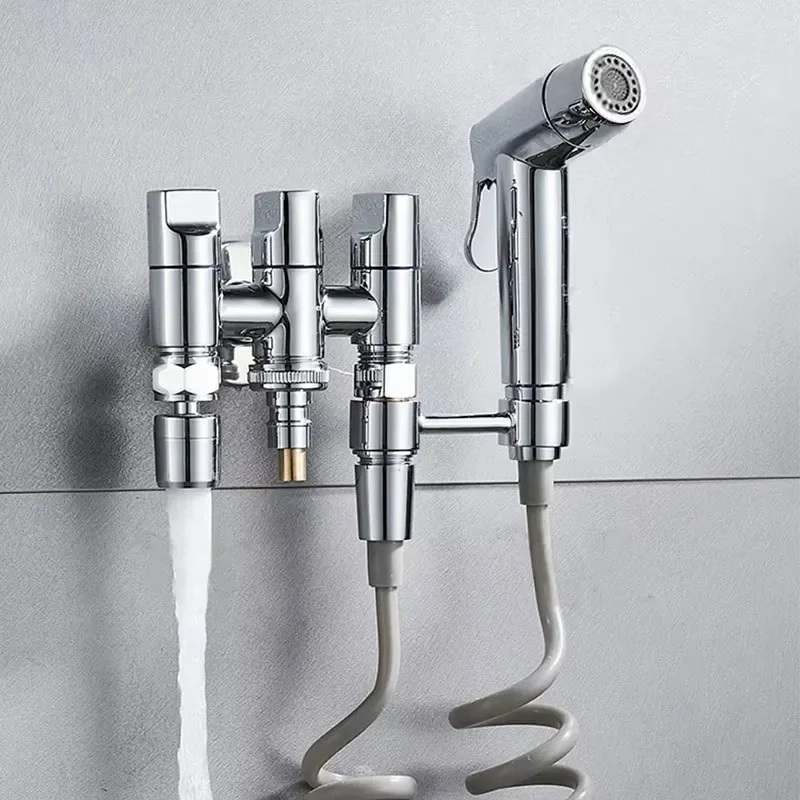 Rotatable Toilet Spray Gun Holder No Drilling Installation Triangle Valve Female Wash Sprinkler Head Fixed Base for Toilet Acces