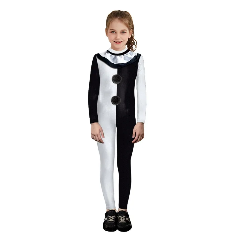 Terrifier Clown Cos Costume Boy Girls Halloween Scary Jumpsuits Carnival Party Bodysuit Kids Horror Stage Performances Outfit