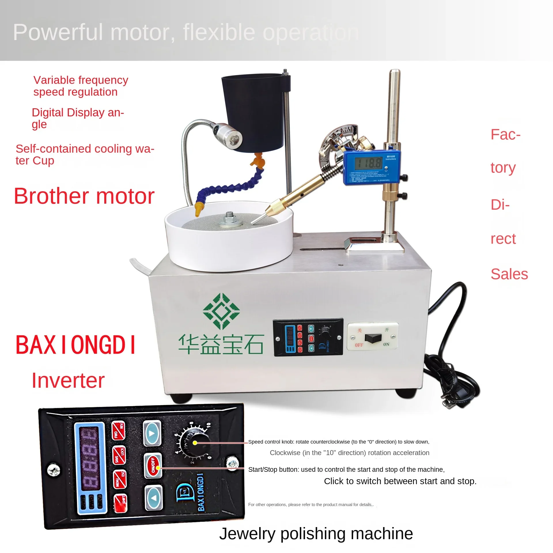 Jewelry and jade polishing angle machine, flat grinding and polishing engraving mechanical grinding machine, knife grinding