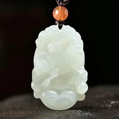 Natural Green Jade Chinese Zodiac Pendant Necklace Fashion Charm Jewellery Accessories Hand-Carved Lucky Amulet Gifts for Women