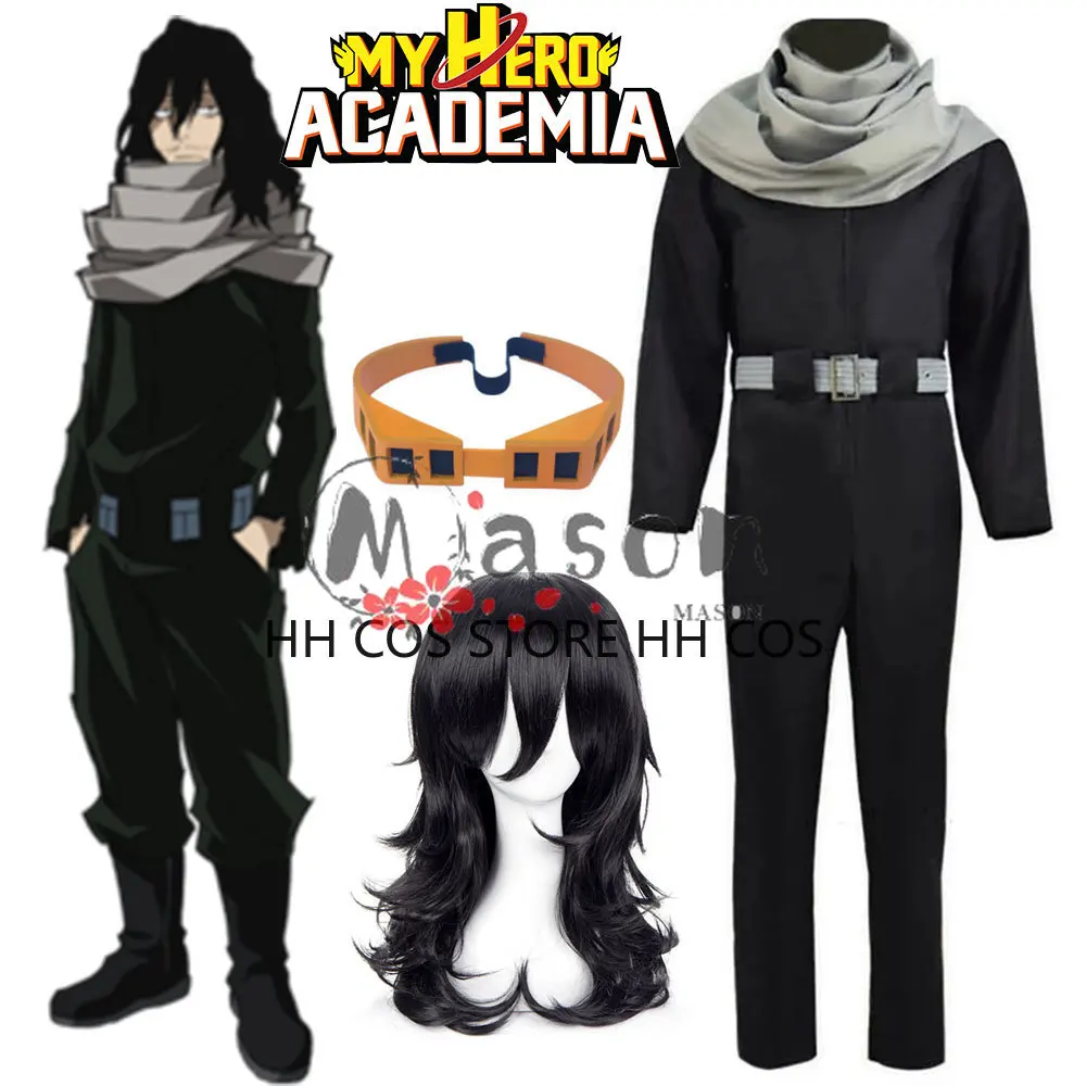 Anime My Hero Academia Aizawa Shouta Cosplay Costumes Eraser Head Glasses Props Cosplay Clothes Men Cartoon Outfit Wigs Shoes