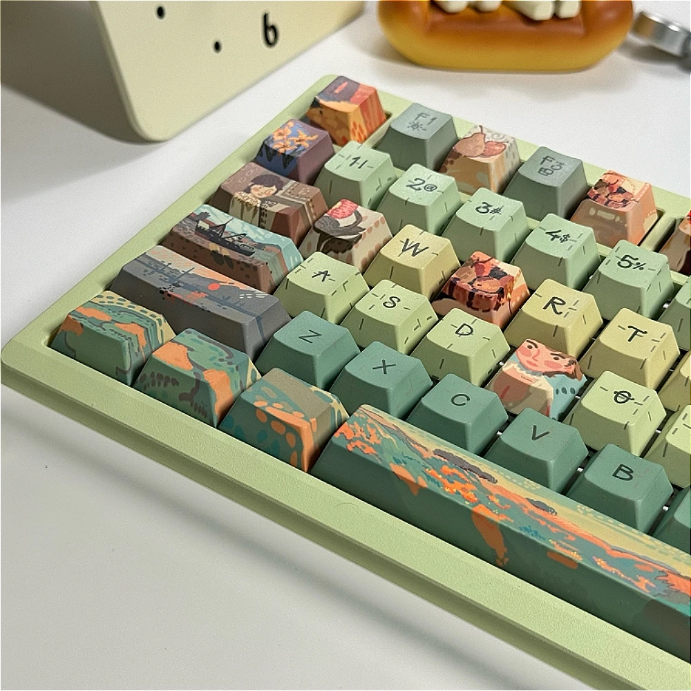 

Retro Style Greenvan Gogh Keycap Impressionist Theme Keycap Fda Cherry Foa Pbt Sublimation For Mechanical Keyboard Keycaps