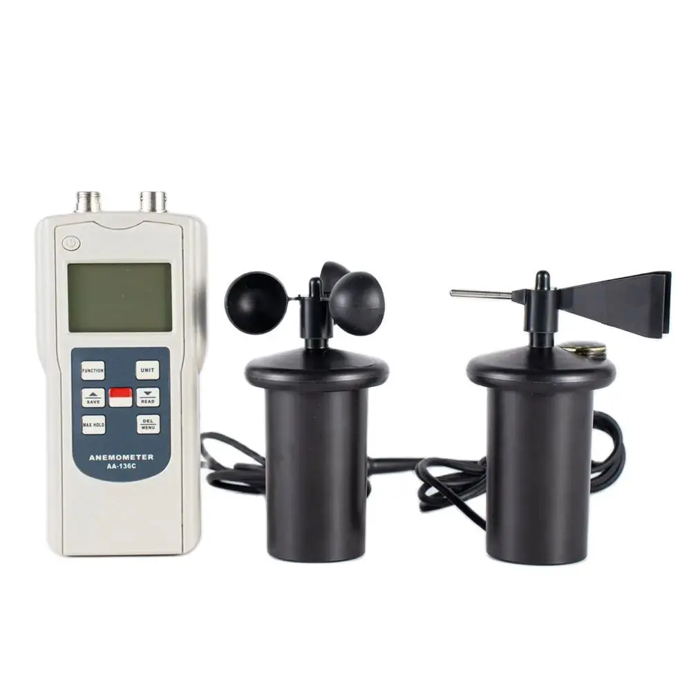 AA-136C Multi-Functional Anemometer Type Design Portable 3-Cup Wind-gauge Easy to Operate Measure Wind Speeds Temperature etc