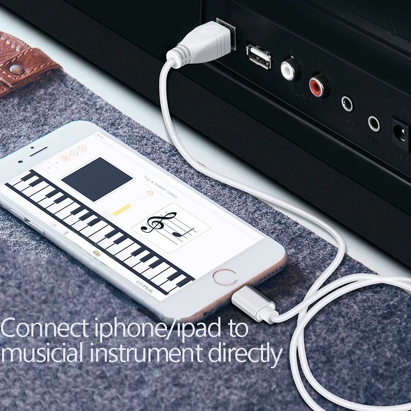 Kabel fortepianowy 3 w 1 USB B OTG do iPhone'a Klawiatura instrumentu MIDI USB Telefon Fortepian elektroniczny Podłącz bęben KABEL Micro Type C — zdjęcie produktu 3