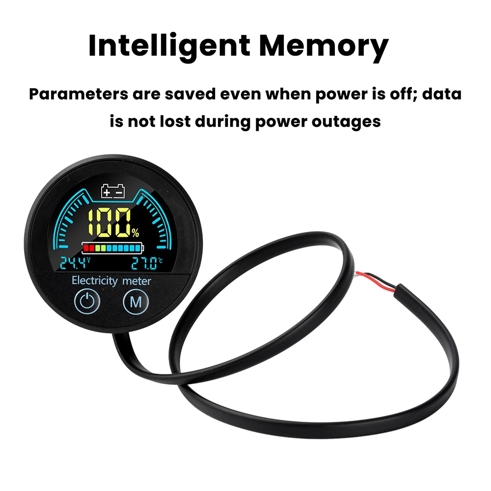 DC 7-100V Digital Voltage Charge Indicator Waterproof Round Two Wire DC Voltmeter Compatible With Multiple Battery Types
