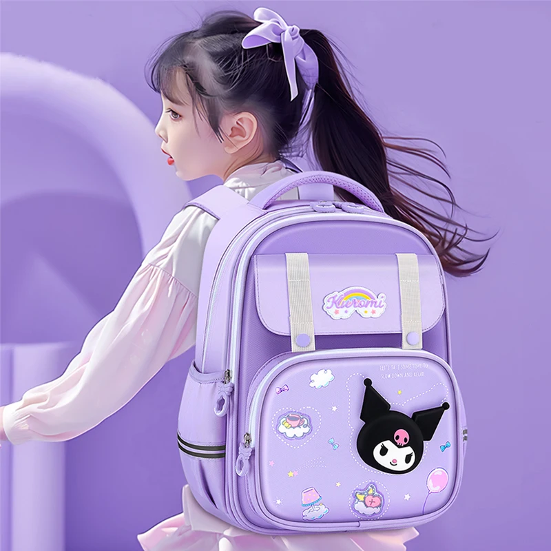 Miniso The New Kuromi Primary Student Grade 1-3 Cartoon Cute Schoolbag Pupil School Bag Schoolgirl Waterproof Backpack Girl Gift