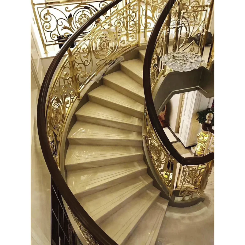 custom.TAKA Interior Decorative Luxury Carved Aluminium/brass Handrail Stairs Railing