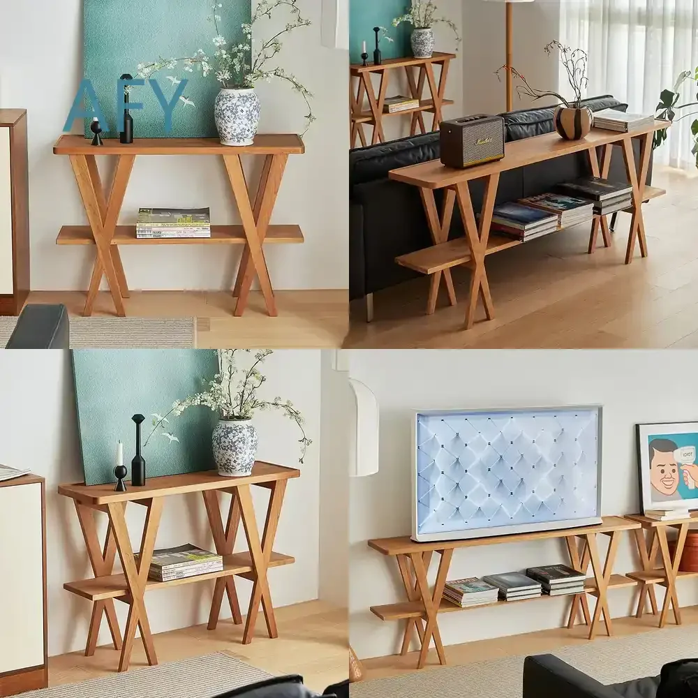 Nordic Light Luxury Retro Solid Wood Short Bookshelf for Sofa Edge TV Stand Living Room Display Shelf for Cherry Wood