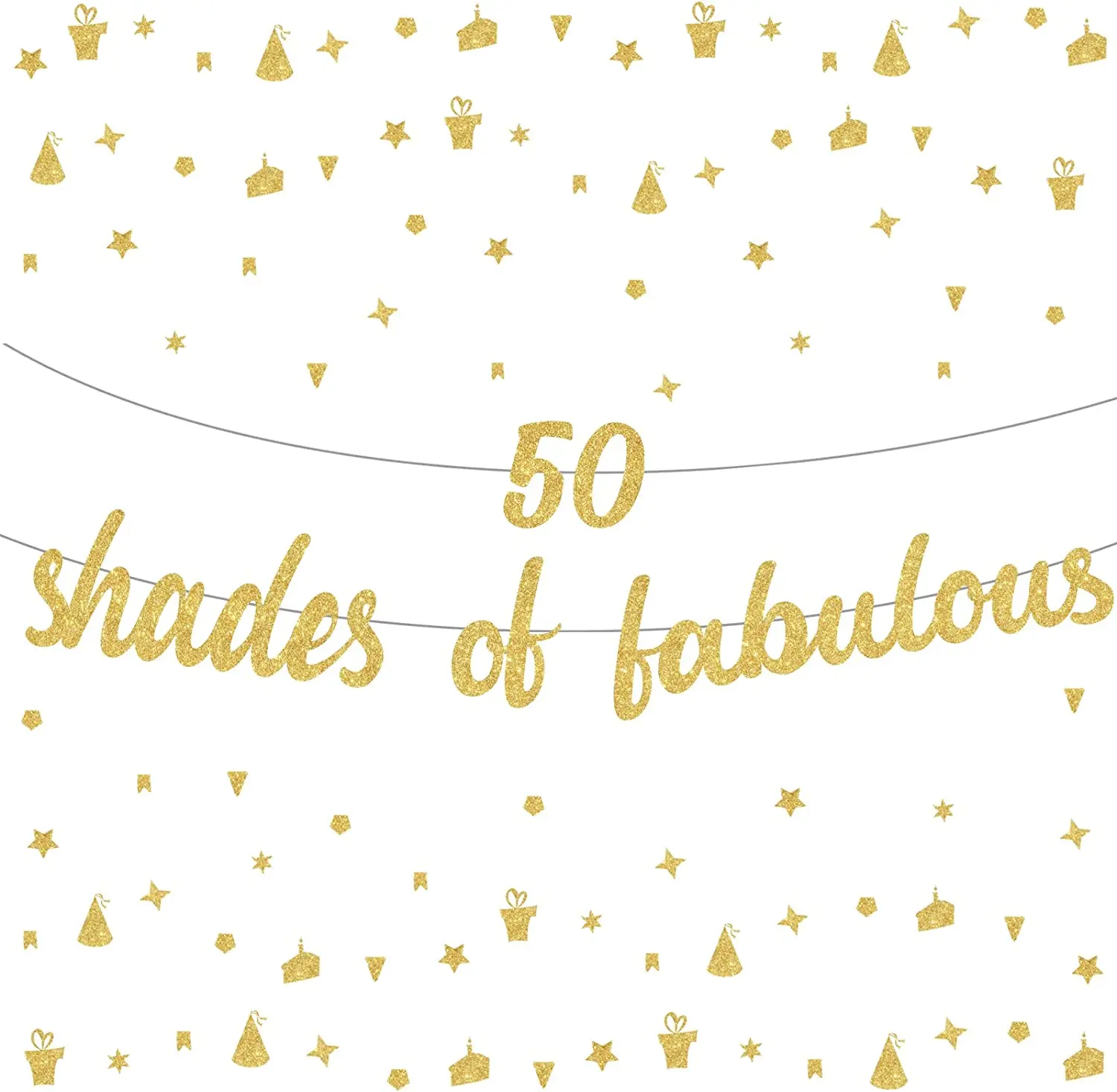 

50th Birthday Decorations 50 Shades of Fabulous Gold Glitter Banner for 50th Birthday Party 50th Anniversary Decoration Supplies