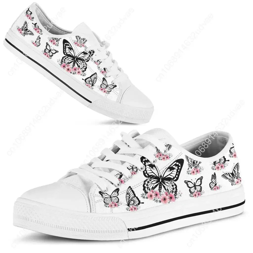 Sketch Butterfly Low Top Sneakers Womens Mens Teenager  High Quality Canvas Fashion Sneaker Couple Custom Made Shoes