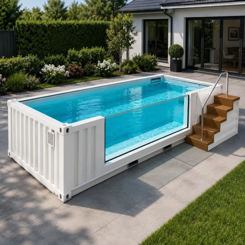 Modular Container Pool Prefab Pool Low Maintenance Design Backyard Swimming Leisure Customized Window Position
