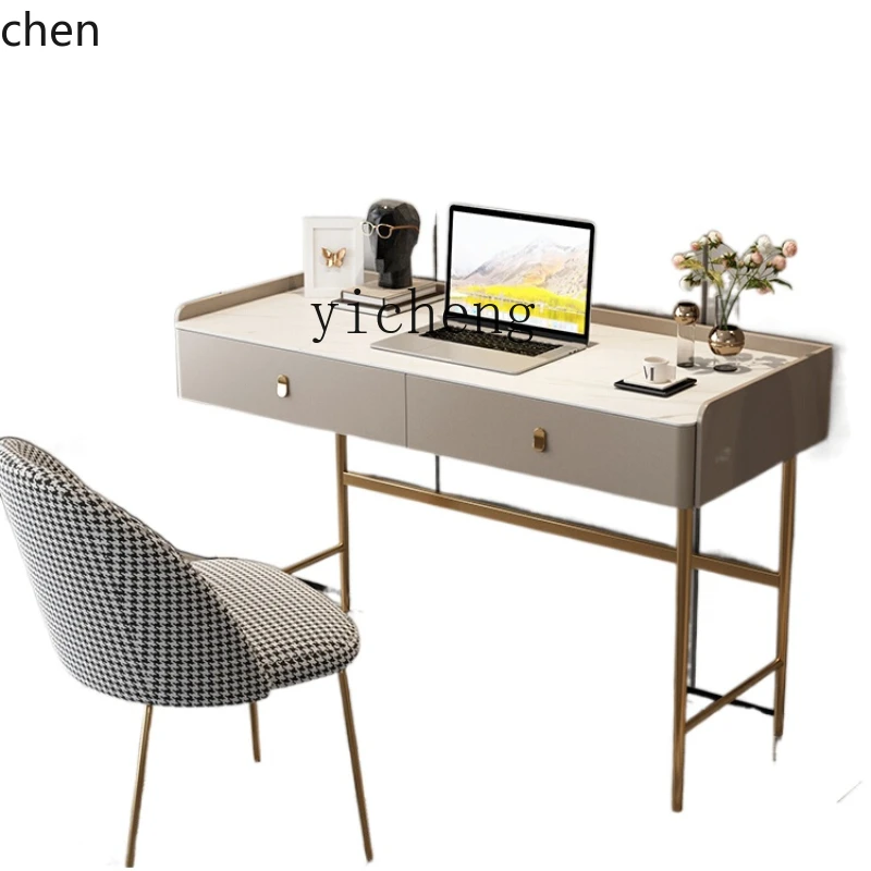 YFY Modern Light Luxury Desk Nordic Minimalism Stone Plate Computer Desk Small Apartment Desk
