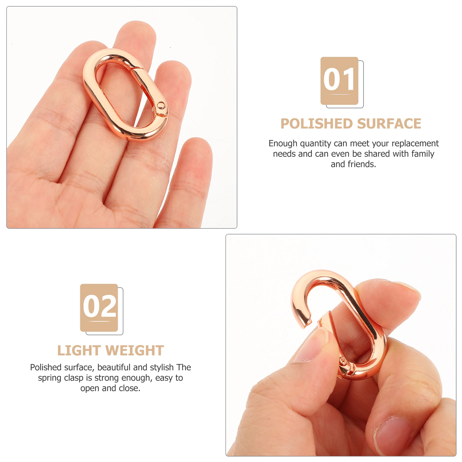 

10Pcs Oval Spring Clasp Heavy Duty Metal Spring Clasp Connector for Keychain Backpack Handbag Dog Leash Outdoor Snap Clip Hook