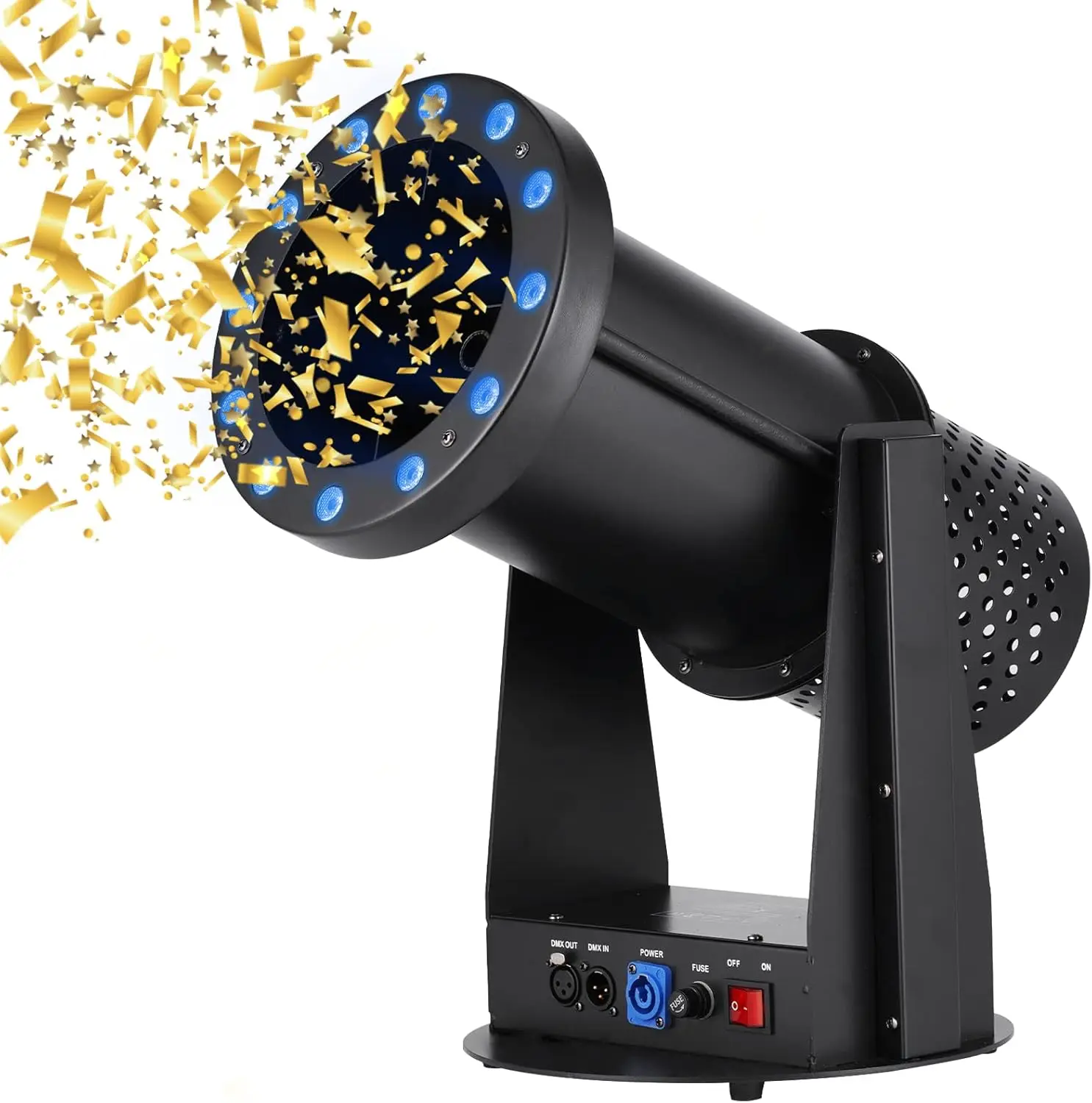

1500W Confetti Cannon Machine 12LED RGB CO2 Confett Rainbow Paper Wedding Party Event Colorful Paper Blower Confetti Machine