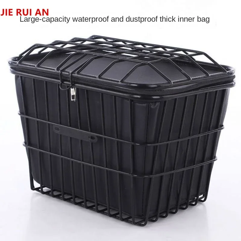 Electric bike basket bicycle vegetable basket enlarged  thickened universal with cover front box bike accessories