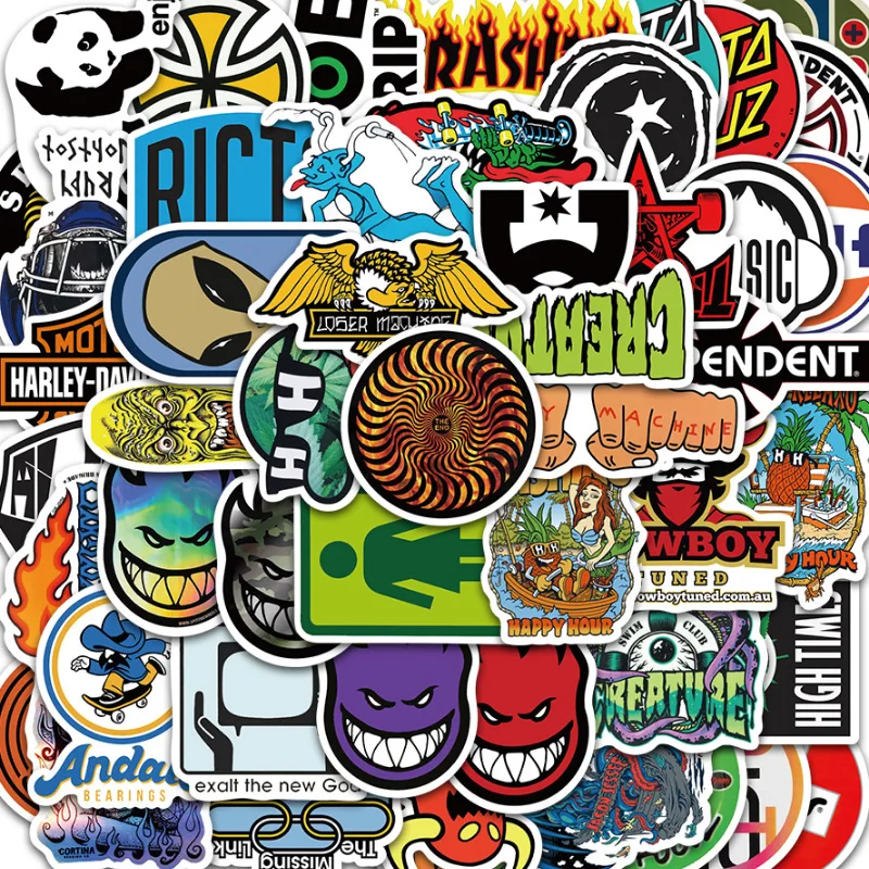 50Pcs Cool Skateboard Fashion Stickers For Luggage Laptop Guitar Phone Diary Waterproof Graffiti Vinyl Decals