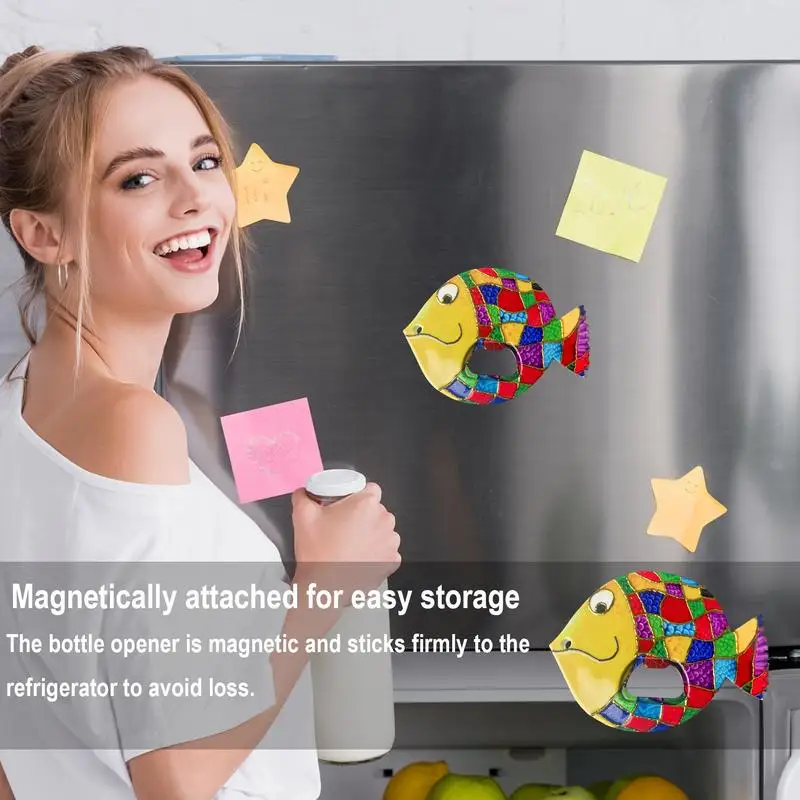Abridor de botellas de pescado con cabeza gruesa, imanes multifuncionales para nevera, bonito diseño de peces, abridor de botellas de cerveza, regalos decorativos para el hogar y vacaciones