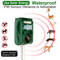 Solar Outdoor Ultrasonic Insect Repellent New PIR Sensor Garden Pests Mouse Bird Bat Animal Repellent Adjustable Distance 6M-8M