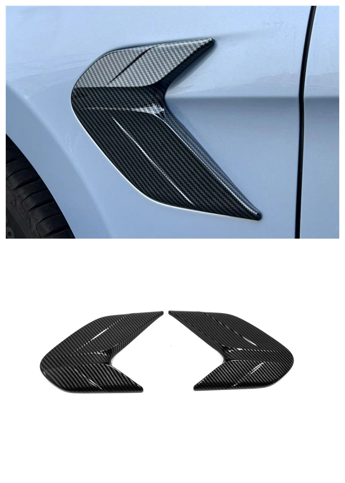 

Suitable for BYD Seal 2022 ABS car door Leaf Side Logo decoration Auto Parts carbon fibre silvery 2 piece set