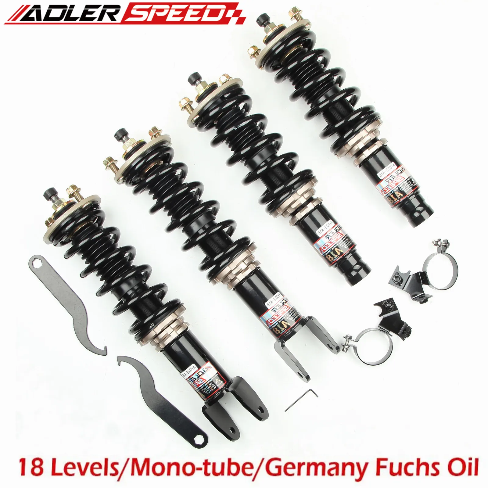 

ADLERSPEED 18 Level Damping Mono Tube Coilovers Shocks Springs for 88-91 Honda Civic EF ED