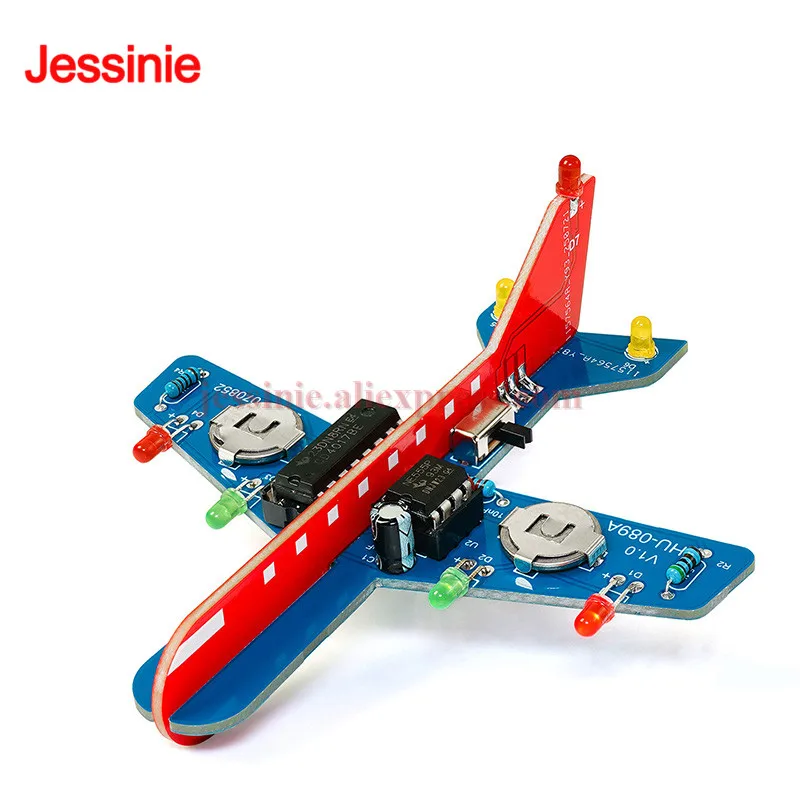 DIY Electronic Kit Small Airplane Model NE555 CD4017 LED Flow Light Flash Circuit Board Toy Welding Practice Fun Making Parts