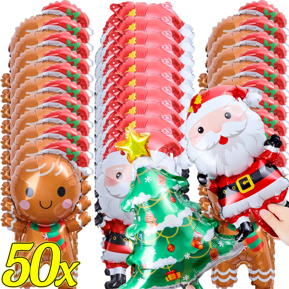 1/50PCS Christmas Foil Balloons Gingerbread Man Santa Claus Xmas Tree Merry Christmas Party Decoration Balloon Kids Toys Gifts