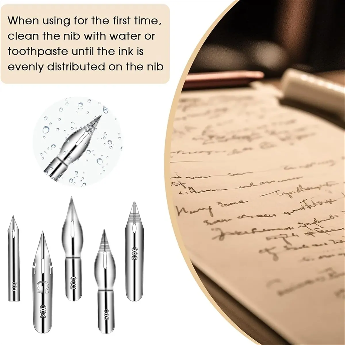 ABNH Comic Nib Set,Tilted Calligraphy Nibs for Dip Pen Drawing,Wooden Liquid Writing Pen Holder for Writing, Signing,Drawing