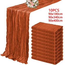 Camino de mesa de gasa semitransparente para terraza, adorno de mesa para comedor, boda, fiesta, Navidad, banquetes, Arcos, decoración de pasteles, 10 Uds.