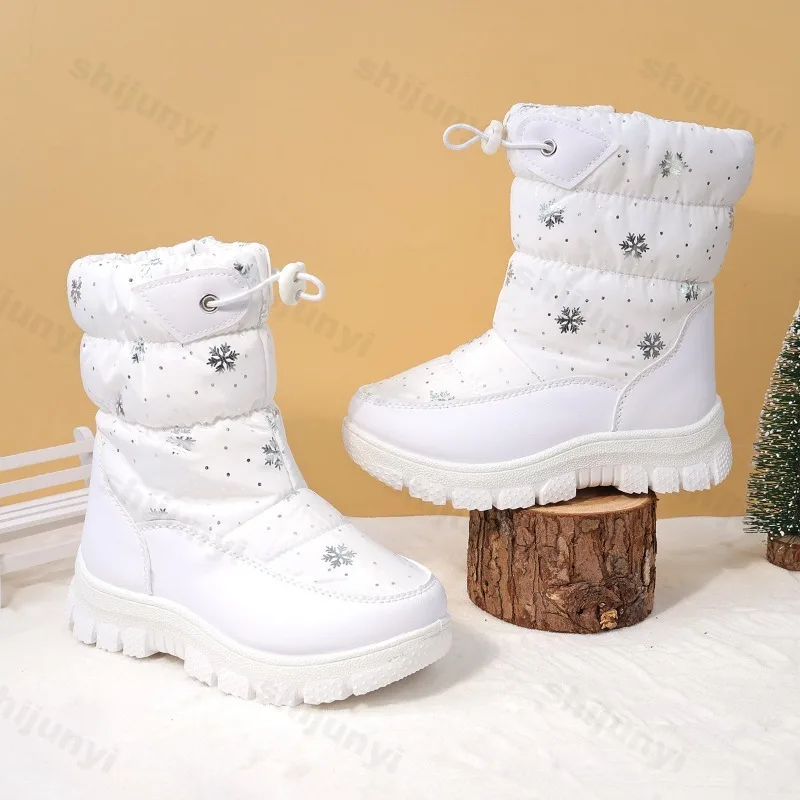 Winter Girls Boys Snow Boots Children's Knee-high Boots New 2026 Warm Plush Outdoor Platform Non Slip Kids Waterproof Long Boots image 4