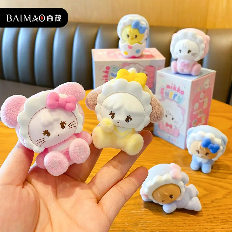 

Mini Flocking Mikko Series Blind Box Toys Genuine Cartoon Cute Anime Figures Kawai Desktop Decoraton Gifts For Friends、girls、boy