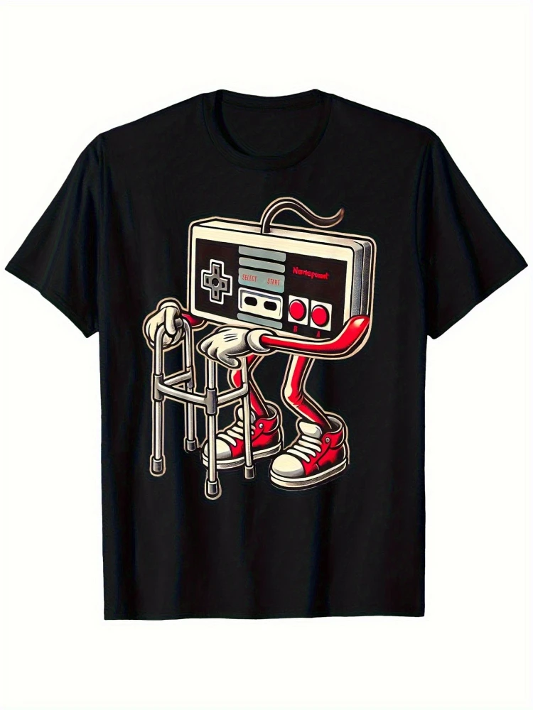 

Мужская футболка с круглым вырезом и короткими рукавами в стиле ретро Gaming-Vintage NES/Famicom Controller Графический дизайн — 100% хлопок.
