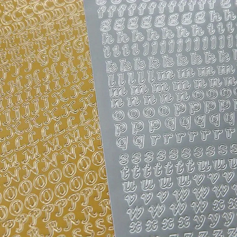 1 Sheet PVC Waterproof Durable Korean Golden Silver English Letter Stickers for Photos Albums Decoration