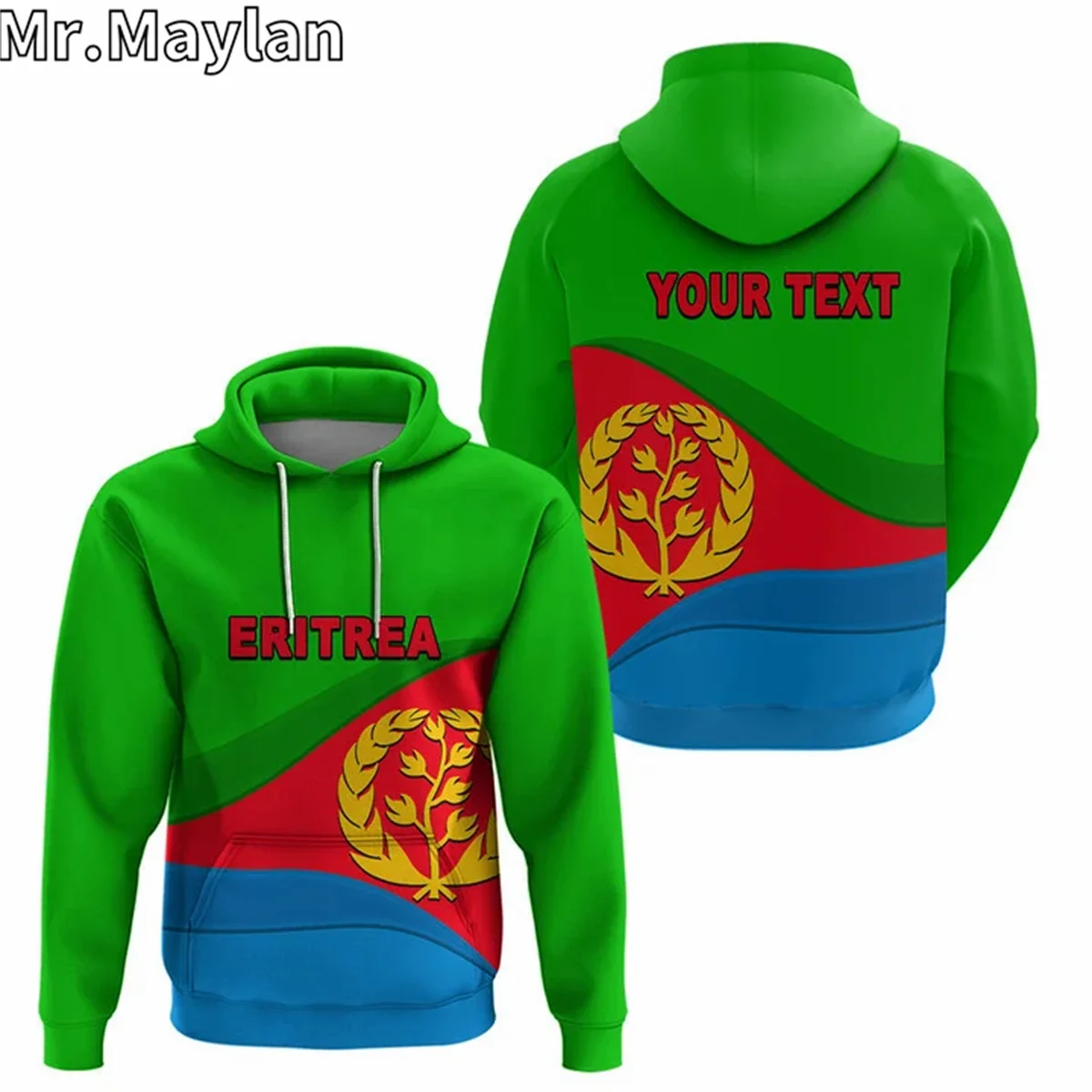 Africa Country ERITREA Flag And Olive Branches 3D Print Unisex Hoodie Men Streetwear Zip Pullover Casual Jacket Tracksuits K-808