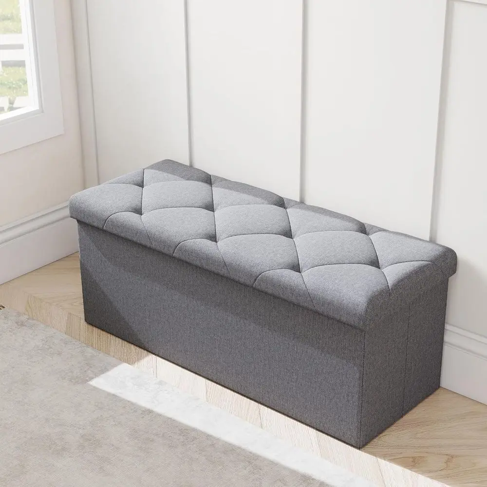 

43 Inches Ottoman with Storage, olding Storage Ottoman Bench Set, Storage Chest or Entryway, Living Room, Support 500LBS, Grey