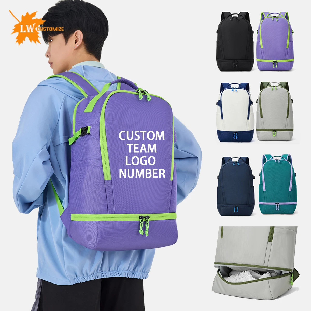 New Tennis Sports Backpack Printed Logo Men's and Women's Large Capacity Basketball Badminton Backpack Customized Team Pattern