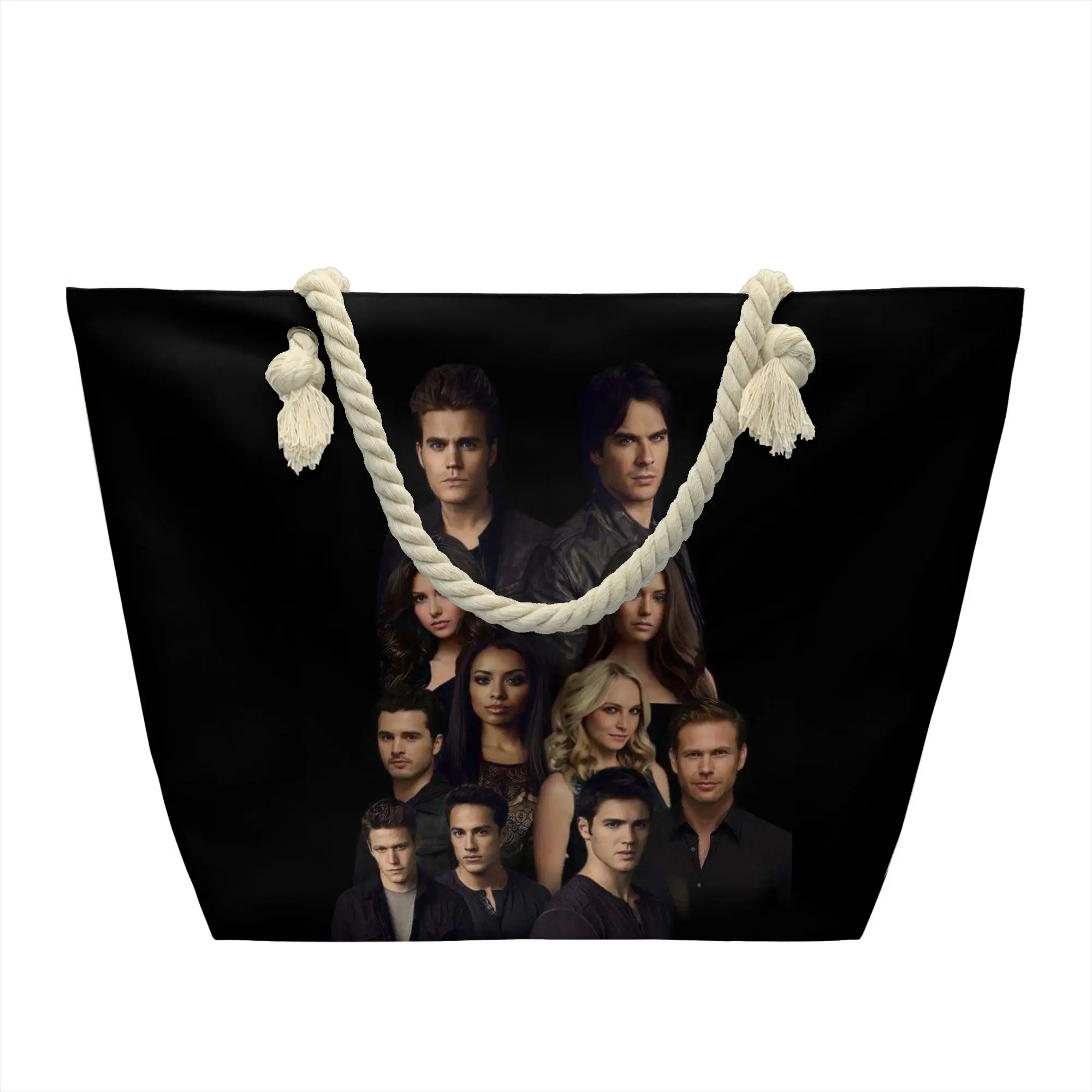The Vampire Diaries Groceries Shopping Bag Fashion Printed Canvas Shopper Tote Shoulder Bag Big Capacity Washable  Handbag