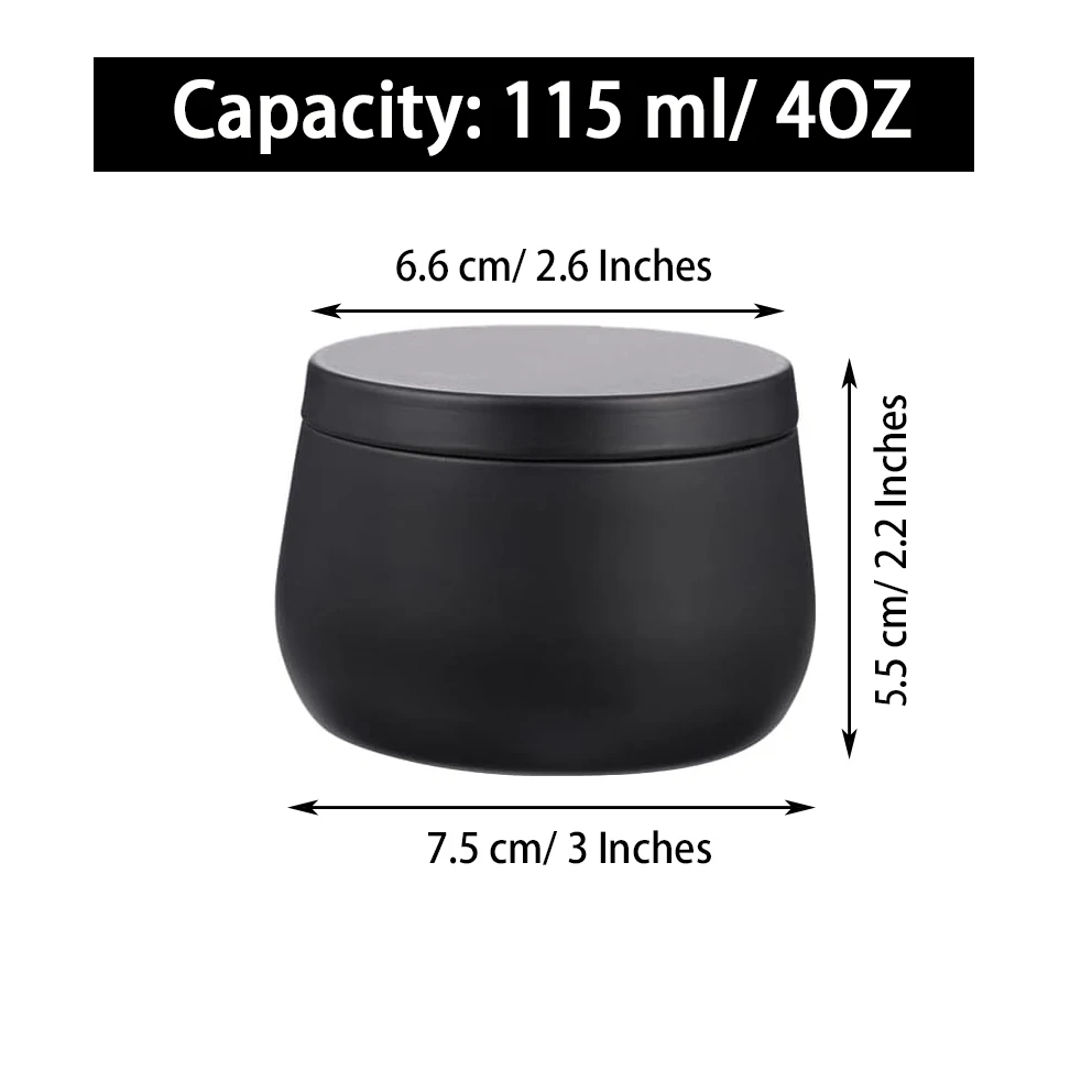 24 Pieces 4 Ounce Metal Candle Cans 115 mL Lid Metal Storage Tins Containers for Storing Spices/ Candies/ Lip Balm/ Candles